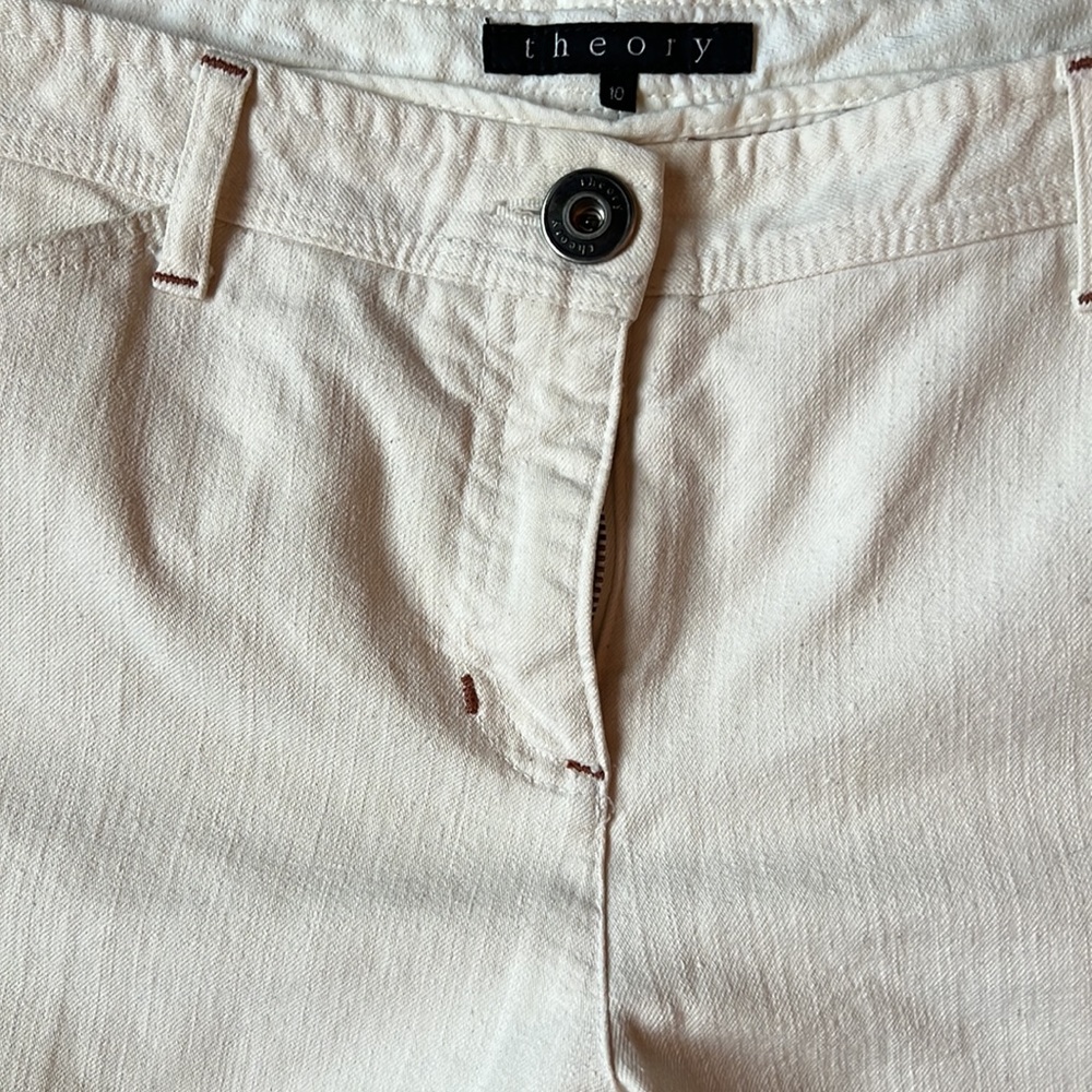 Theory wide leg cream colored jeans